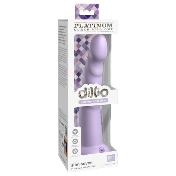 Dillio Slim Seven - dildo stimolante con ventosa (20 cm) - viola