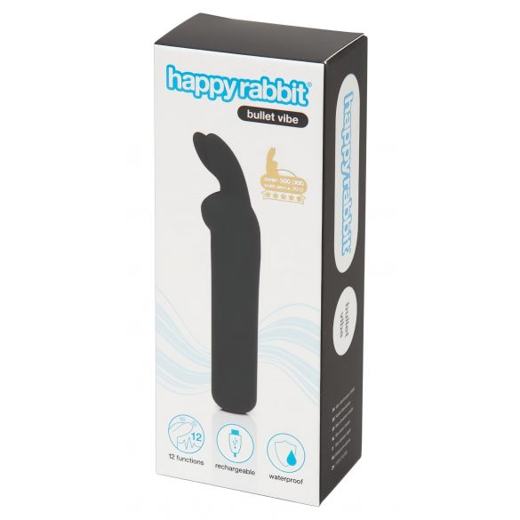 Vibratore Bullet "Happyrabbit" Ricaricabile con Coniglietto (Nero) 