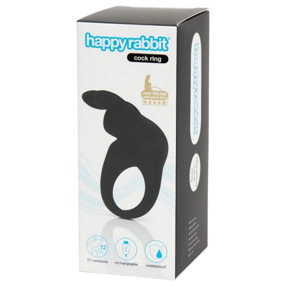 Anello Vibrante con Coniglietto per Clitoride Ricaricabile Happyrabbit (nero) 