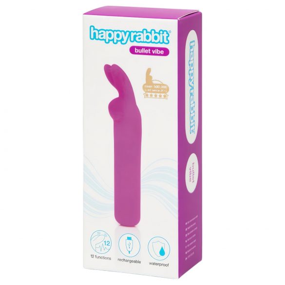 Vibratore Bullet Happyrabbit - Vibratore a stilo con orecchie di coniglio ricaricabile (viola) 