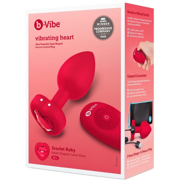 B-vibe heart - vibratore anale ricaricabile con telecomando (rosso)