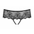 Tanga in pizzo raffinato con strass - aperto - nero - Merossa Obsessive  - L/XL