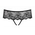 Tanga in pizzo raffinato con strass - aperto - nero - Merossa Obsessive  - 2XL/3XL