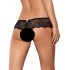 Tanga in pizzo raffinato con strass - aperto - nero - Merossa Obsessive  - 2XL/3XL