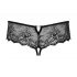 Tanga in pizzo raffinato con strass - aperto - nero - Merossa Obsessive  - 2XL/3XL