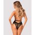 Slip Ricamato in Pizzo con Ornamenti Floreali Olvidia di Obsessive (Nero) 