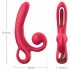 Sweet Play - vibratore rosso con linguetta e stimolatore clitorideo