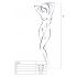 Set di Bodystocking Passion BS012 - Reticolo Senza Maniche con Aperture Decorate (Bianco) - Taglia Unica S-L 