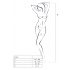 Set di Bodystocking Passion BS012 - Reticolo Senza Maniche con Aperture Decorate (Bianco) - Taglia Unica S-L 