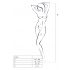 Set Passion BS023 in rete a righe con apertura (bianco) - Taglia unica S-L 