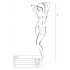 Set Passion BS023 in rete a righe con apertura (bianco) - Taglia unica S-L 