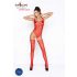 Set Intimo in Rete con Motivi Floreali e Aperture Passion BS034 (Rosso) - Taglia Unica S-L 