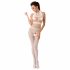 Body in Rete Aperto a Strisce con Collo Alto Passion BS048 (Bianco) - Taglia Unica S-L 