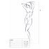 Body in Rete Aperto a Strisce con Collo Alto Passion BS048 (Bianco) - Taglia Unica S-L 