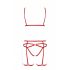 Passion Magali - Set di Intimo Decorativo con Imbracatura - 3 pezzi (rosso) 