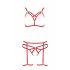 Passion Magali - Set di Intimo Decorativo con Imbracatura - 3 pezzi (rosso) 