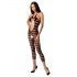 Overall Capri a Rete con Righe Nero - Passion BS081 - Aperto Sui Glutei e Intimo 