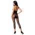 Overall Capri a Rete con Righe Nero - Passion BS081 - Aperto Sui Glutei e Intimo 