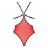 Bodysuit Seduzione Peonia - Taglio Laterale (Rosso-Nero)
