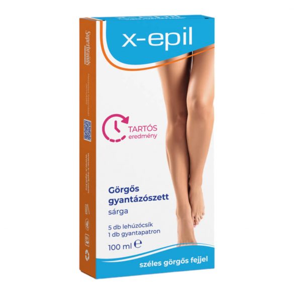 Set di Cera Depilatoria con Rullo - X-Epil - 100ml con 5 Strisce Depilatorie 