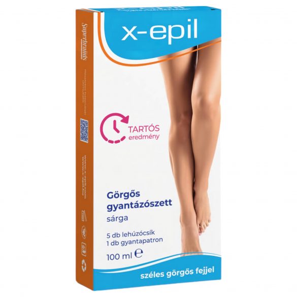 Set di Cera Depilatoria con Rullo - X-Epil - 100ml con 5 Strisce Depilatorie 