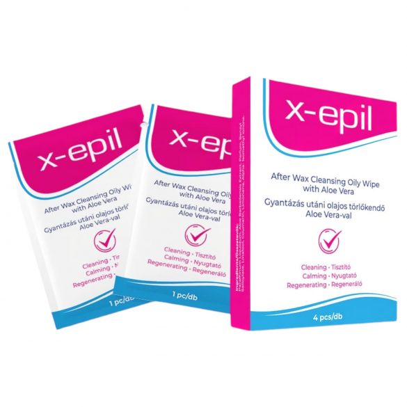 X-Epil - Salviette oleose post-depilazione (4 pezzi) - Aloe Vera