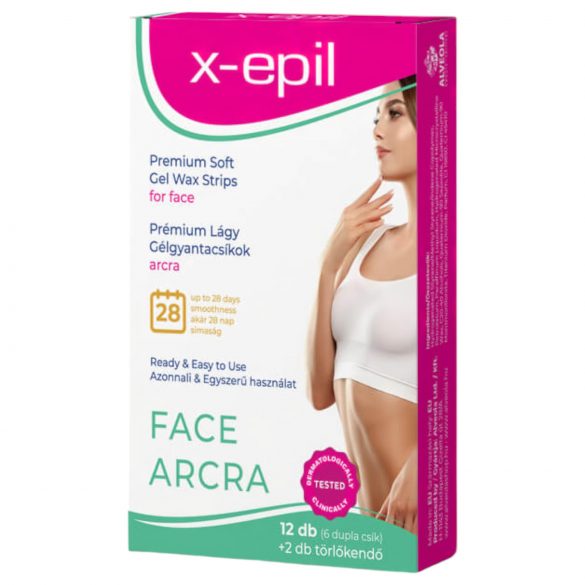 X-Epil - Strisce gel pronte all'uso premium (12 pz) - Per il viso