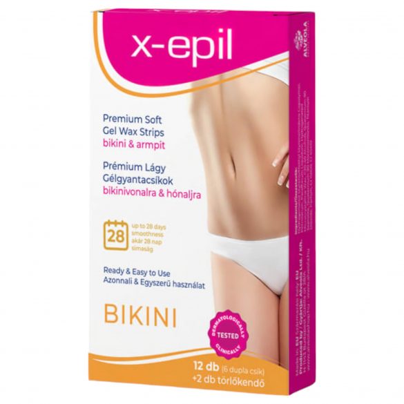 Strisce Gel Cera Pronte all'Uso Premium - X-Epil per Bikini/Ascelle, 12 pezzi 