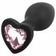 Sunfo - dildo anale in silicone con gemma a forma di cuore (nero-rosa)