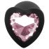 Sunfo - plug anale in silicone con gemma a forma di cuore (nero-rosa)