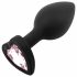 Sunfo - dildo anale in silicone con gemma a forma di cuore (nero-rosa)