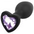 Sunfo - plug anale in silicone con gemma a forma di cuore (nero-viola)