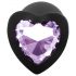 Sunfo - plug anale in silicone con gemma a forma di cuore (nero-viola)