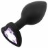 Sunfo - dildo anale in silicone con pietra a forma di cuore (nero-viola)