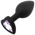 Sunfo - plug anale in silicone con gemma a forma di cuore (nero-viola)