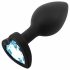 Sunfo - dildo anale in silicone con pietra a forma di cuore (nero-zaffiro)