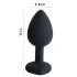 Sunfo - plug anale in silicone con pietra a forma di cuore (nero-zaffiro)