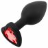 Sunfo - dildo anale in silicone con pietra a forma di cuore (nero-rosso)