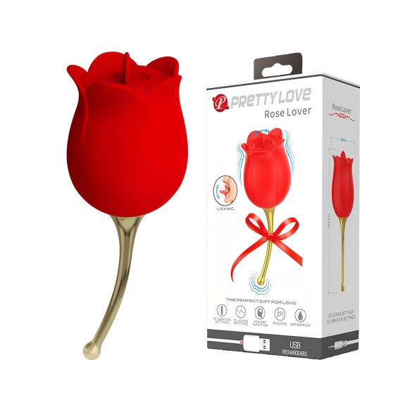 Pretty Love Rose Lover - vibratore clitorideo 2in1 con lingua (rosso)