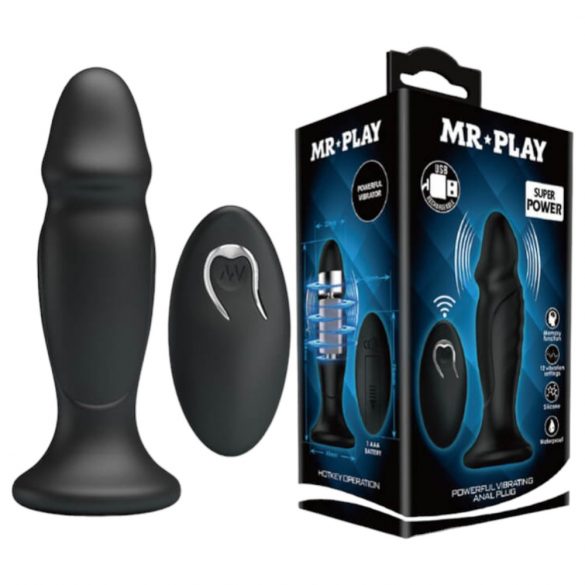 Vibratore Anale Ricaricabile con Telecomando MR. PLAY (Nero) 