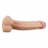 Lovetoy Real Extreme - dildo con base, testicoli e design per punto G - 21cm (naturale)