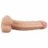 Lovetoy Real Extreme - dildo con base, testicoli e design per punto G - 21cm (naturale)