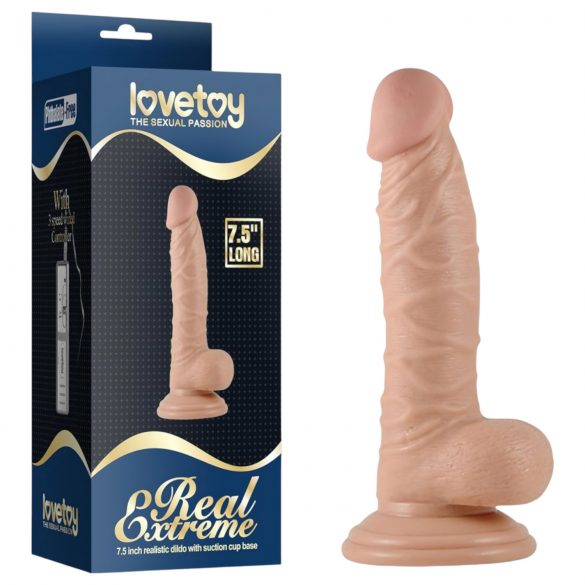 Lovetoy Real Extreme - Dildo realistico con testicoli, 19cm (naturale)