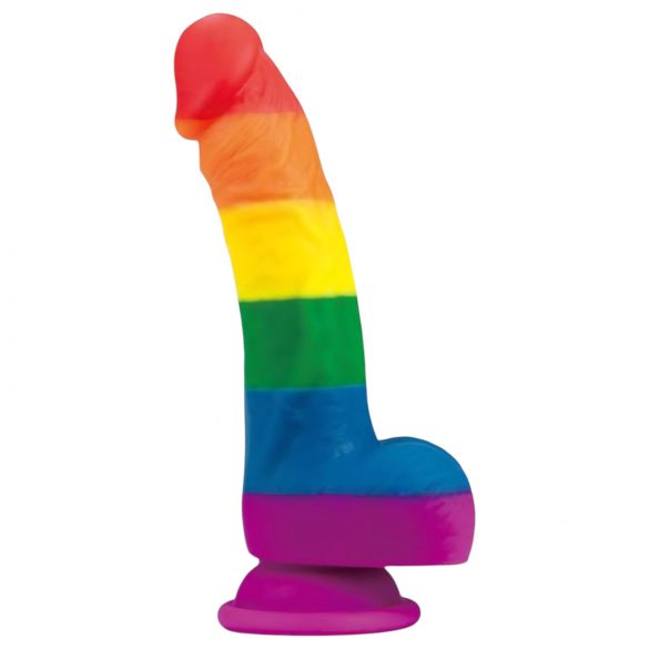 Lovetoy Prider - dildo realistico in silicone liquido - 19 cm (arcobaleno) 