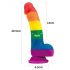 Lovetoy Prider - dildo realistico in silicone liquido - 19 cm (arcobaleno) 