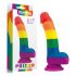 Lovetoy Prider - dildo realistico in silicone liquido - 19 cm (arcobaleno) 