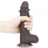 Dildo ad Effetto Pelle Scorrevole Bicolore con Ventosa - 18cm (Marrone) 