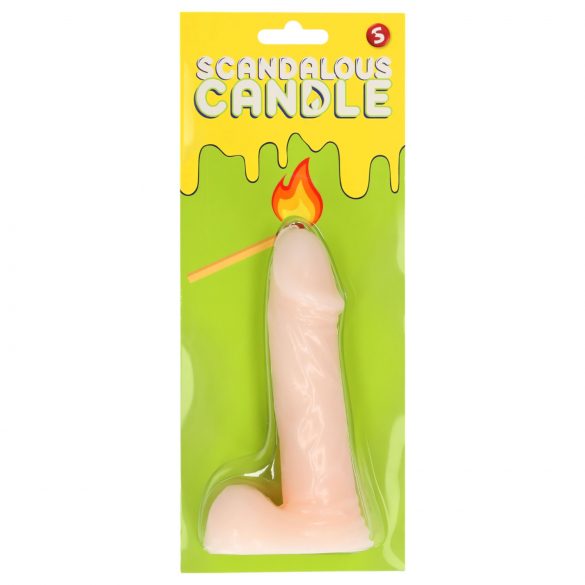 Scandalous - Candela a forma di pene con testicoli - naturale (133g)