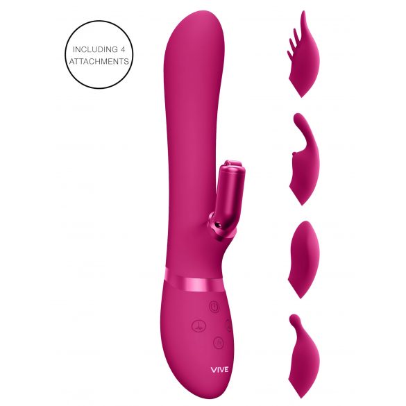 Vive Chou - vibratore clitorideo rosa con testine intercambiabili ricaricabile