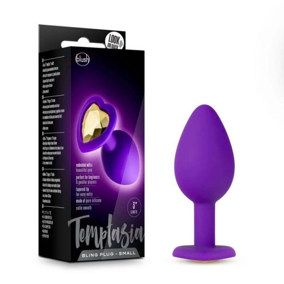 Dildo anale Temptasia S con cuore e gemma dorata (viola) - piccolo 